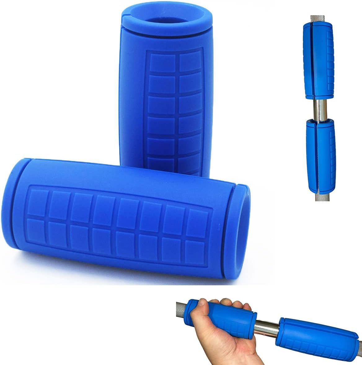 Weight Bar Grips for Standard Barbell & Dumbbell Handles - Thick Bar Training Adapter for Weightlifting & Cable Attachments - Fitness Training Rope Grips for Arm & Forearm Strength Builder