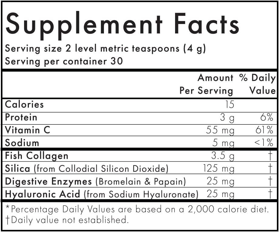 WelleCo Collagen Elixir Powder with Marine Peptides, Vitamin C, Hyaluronic Acid, Enzymes, Silica - Skin, Hair, Nails - Gluten Free - 4.23 oz