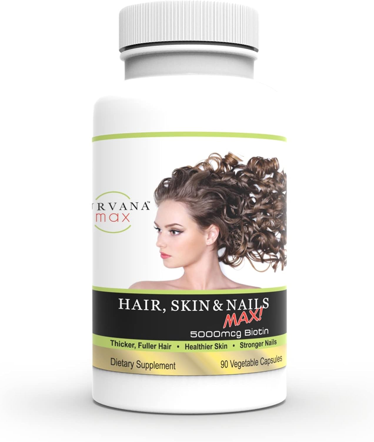 Wellgenix Purvana Max Hair, Skin & Nails Supplement with Biotin 5000mcg - Promotes Hair Growth, Prevents Hair Loss - Vegan Formula for Women & Men - Ideal for Post Partum & PCOS - 90 Count, 1 Pack
