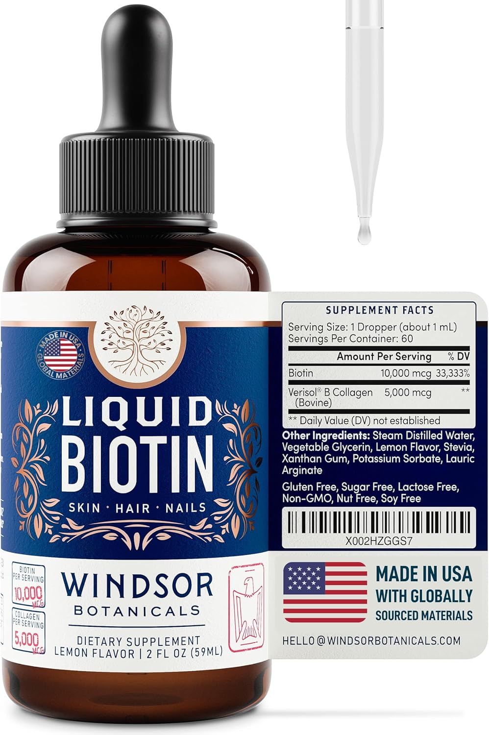 Wellness and Pregnancy Support Bundle: Liquid Biotin, Liquid Iron, Folic Acid, Prenatal DHA by WINDSOR BOTANICALS