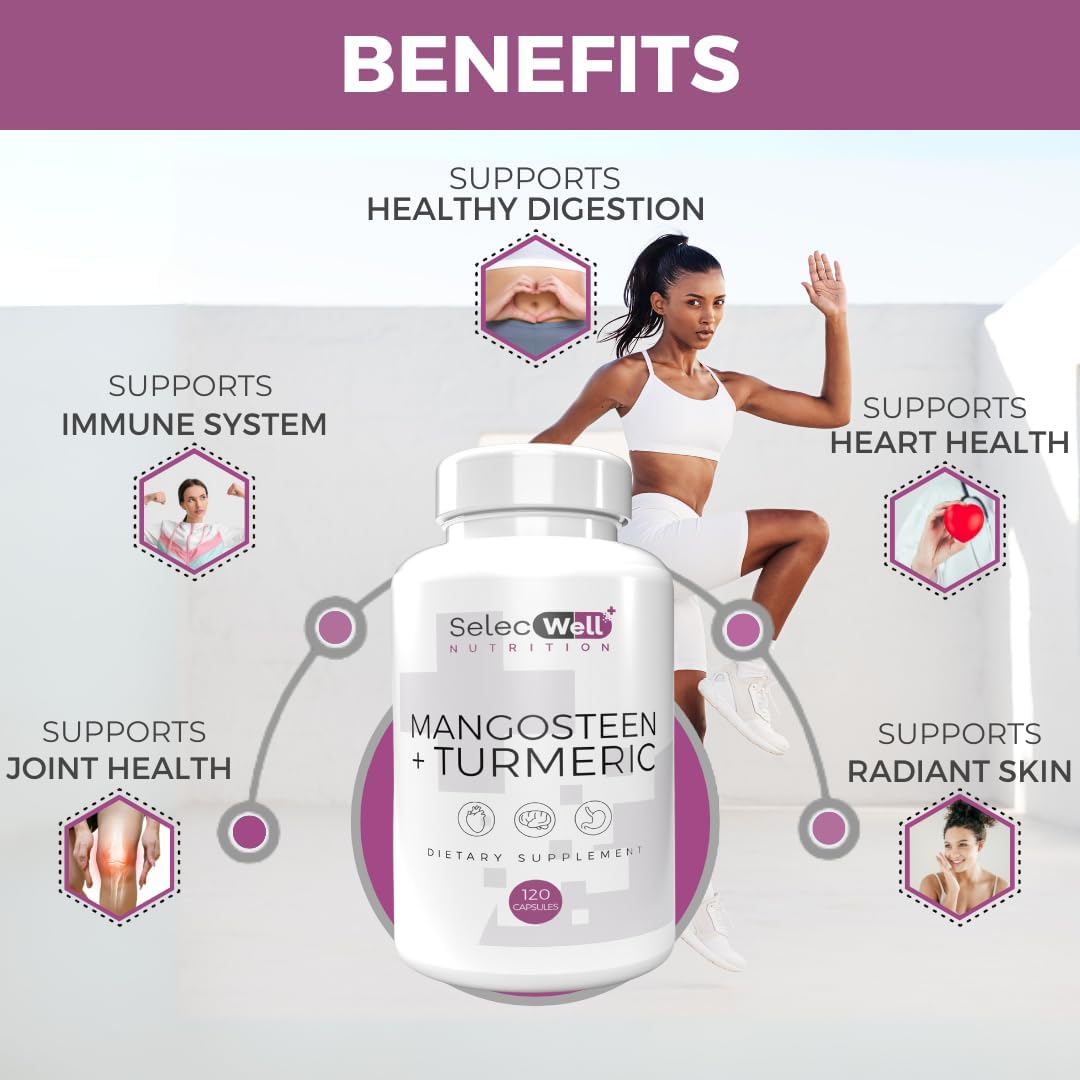Wellness Boost Mangosteen & Turmeric Capsules | Supports Joints & Digestion | Natural Ingredients | 120 Veg Capsules, 1500mg