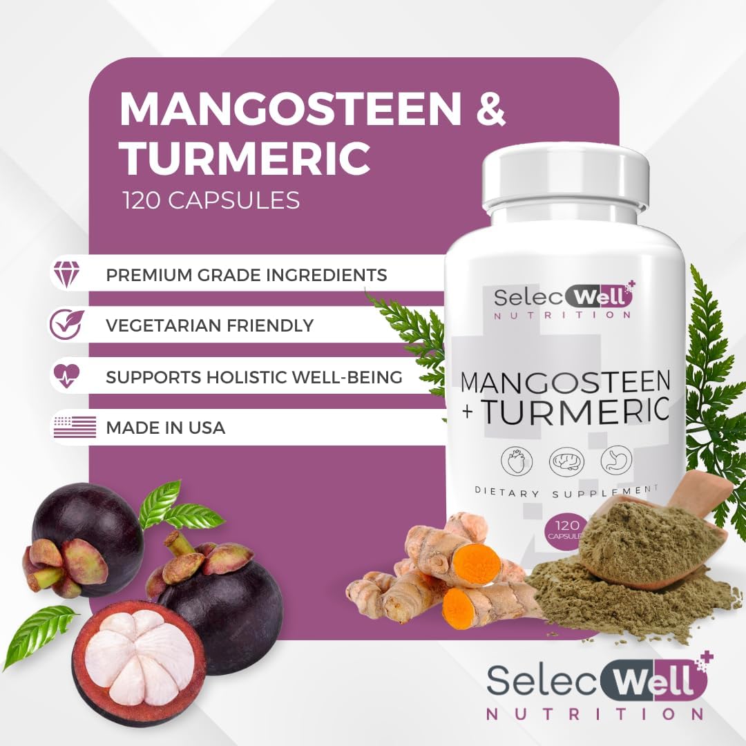 Wellness Boost Mangosteen & Turmeric Capsules | Supports Joints & Digestion | Natural Ingredients | 120 Veg Capsules, 1500mg