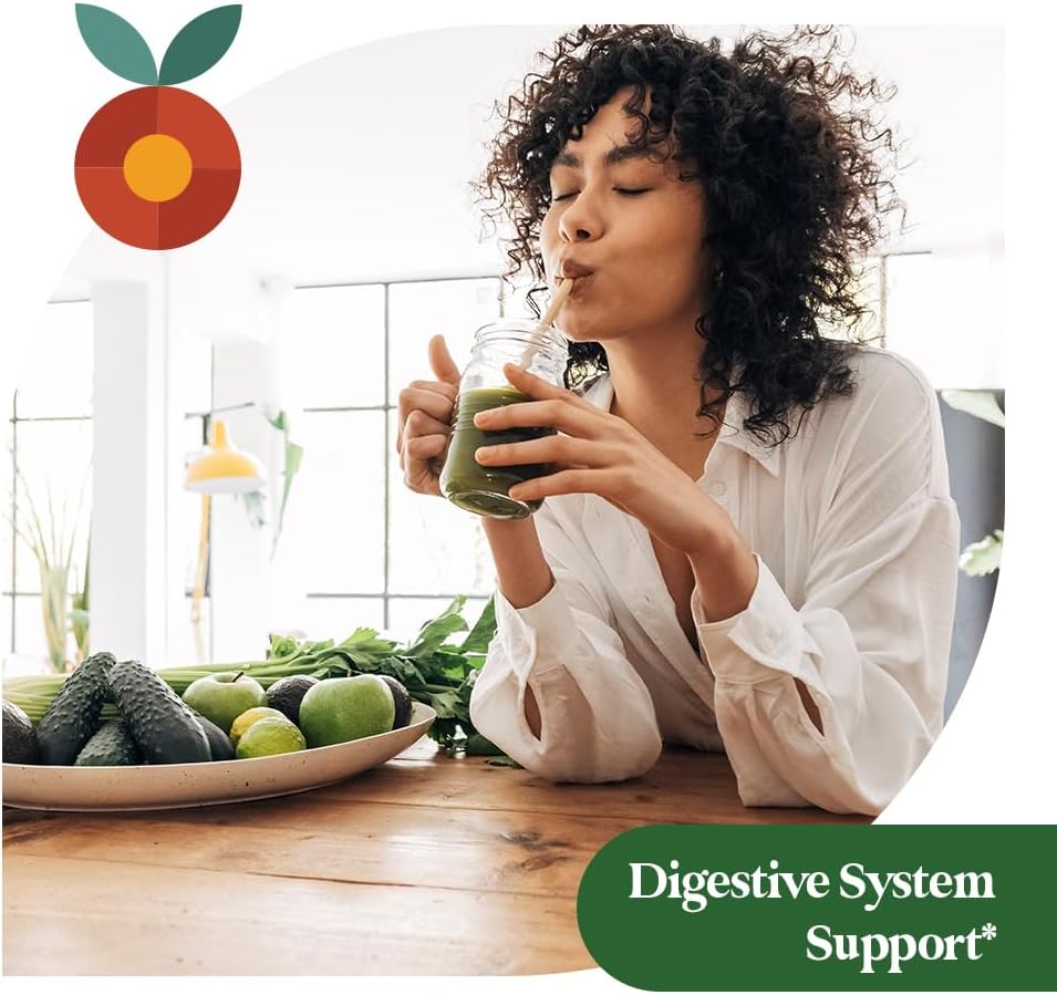 Wellness Greens Powder Superfood with Antioxidants, Digestive Enzymes, Fiber, Probiotics, Adaptogens - Supports Gut, Digestion, Immune System - 30 Servings - 9.0 oz (Orange)