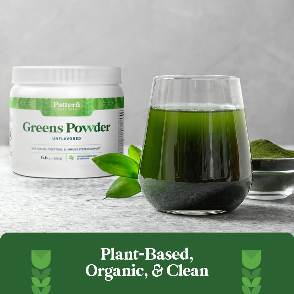 Wellness Greens Powder Superfood with Antioxidants, Digestive Enzymes, Fiber, Probiotics, Adaptogens - Supports Gut, Digestion, Immune System - 30 Servings - 9.0 oz (Orange)