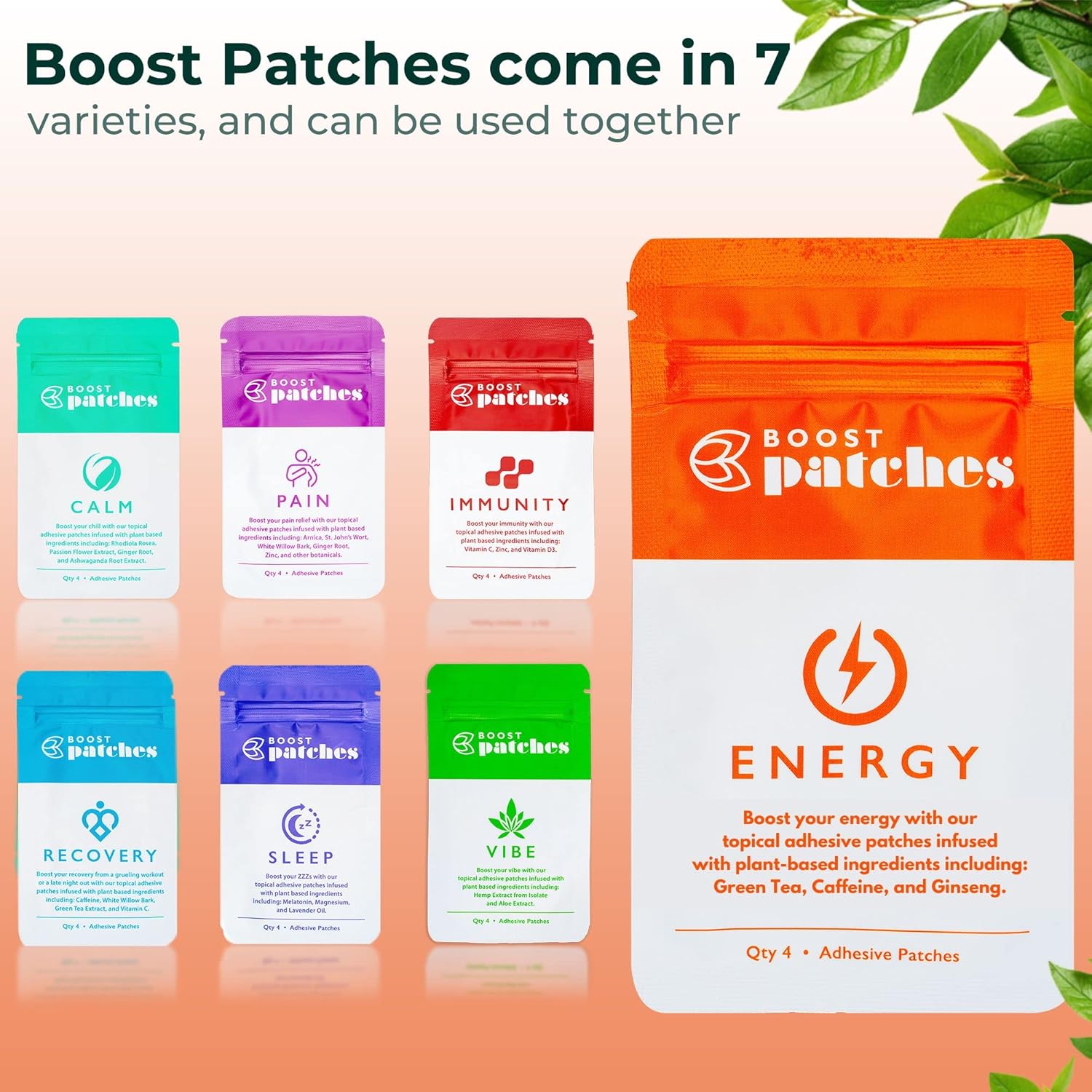 Wellness Patch Variety Pack - Energy Patches with B12, Caffeine, and Natural Ingredients for Focus and Alertness
