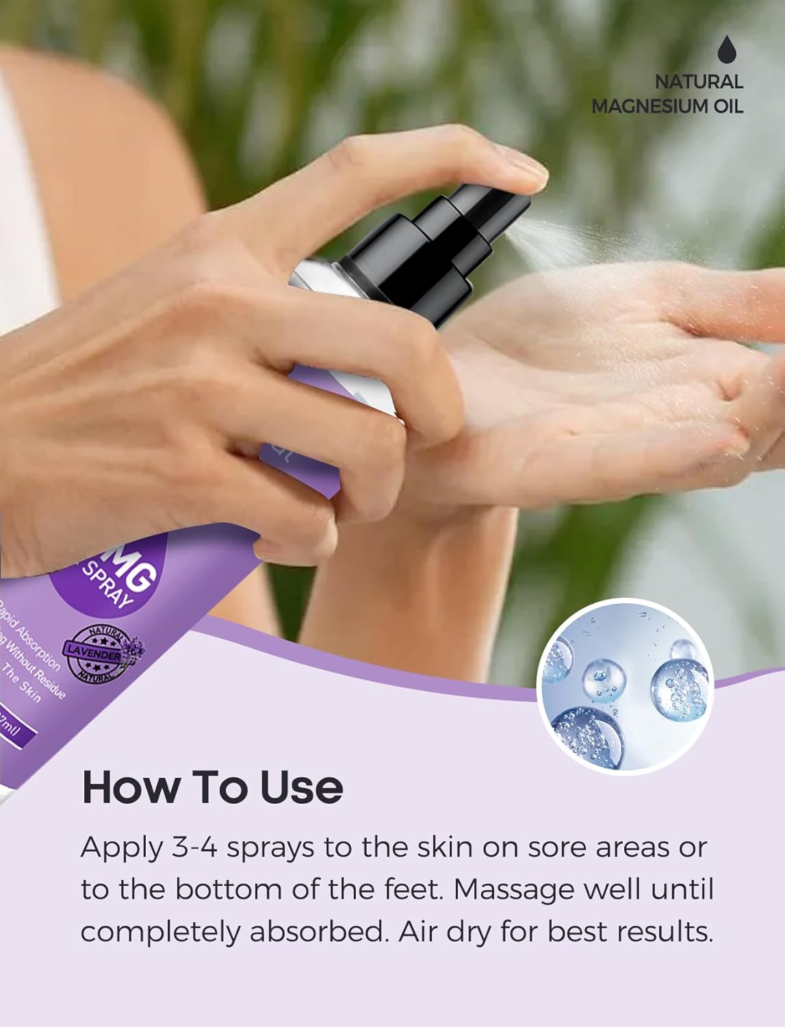 WhereHike Lavender Magnesium Oil Spray - Ideal Gift for Sleep & Muscle Relaxation, Rapid Absorption, Quick Drying Formula - BoostGo Australia