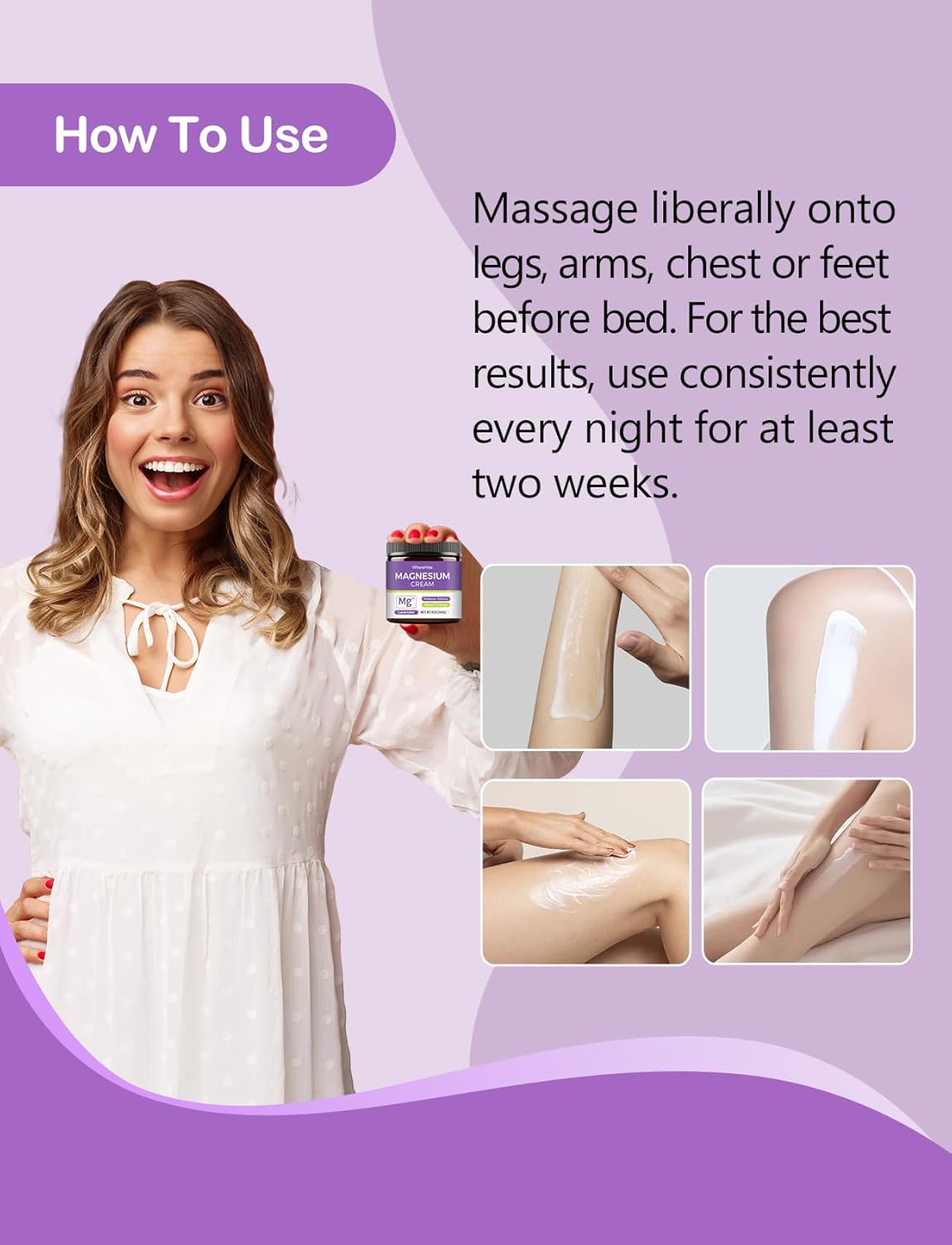 WhereHike Lavender Topical Magnesium Lotion: Pain Relief, Sleep Aid, Muscle Relaxation, Deep Hydration for Skin - Safe for Kids