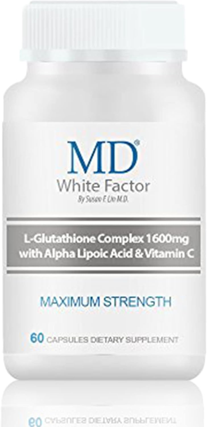 White Factor Glutathione Supplement with Antioxidants, Vitamin C, and Lipoic Acid - 60 Capsules
