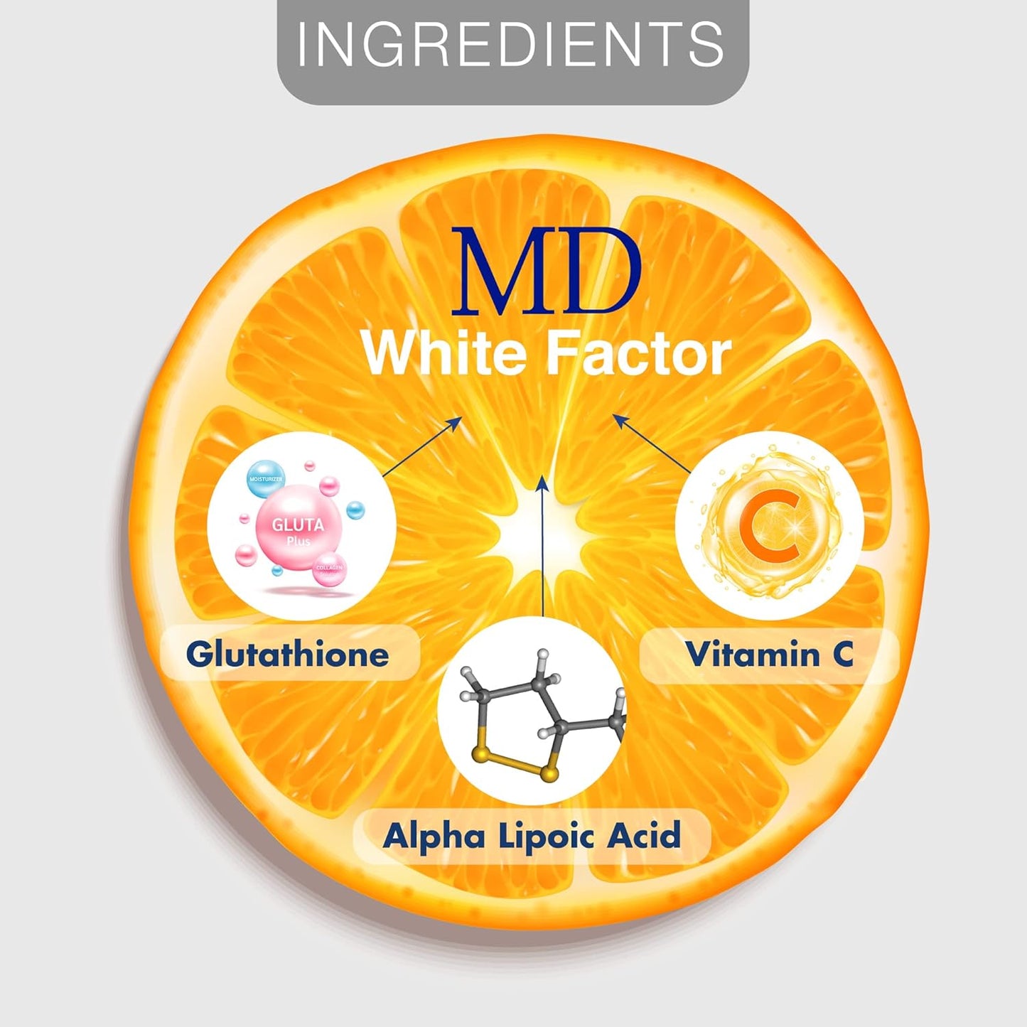 White Factor Glutathione Supplement with Antioxidants, Vitamin C, and Lipoic Acid - 60 Capsules
