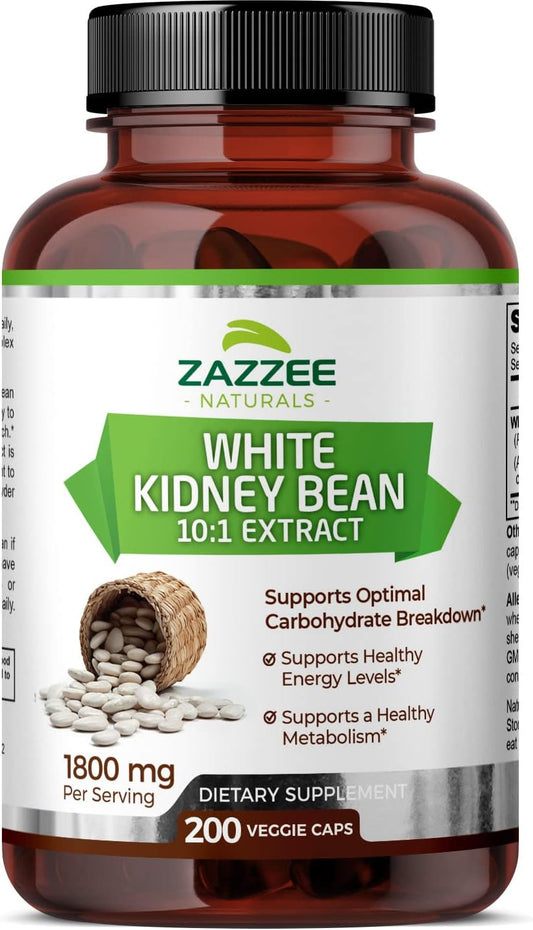 White Kidney Bean Extract 1800mg - 200 Vegan Capsules, 2 Month Supply - 10:1 Concentrated, Standardized, Non-GMO - USA Made - BoostGo Australia