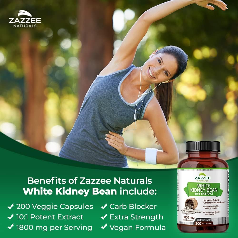 White Kidney Bean Extract 1800mg - 200 Vegan Capsules, 2 Month Supply - 10:1 Concentrated, Standardized, Non-GMO - USA Made - BoostGo Australia