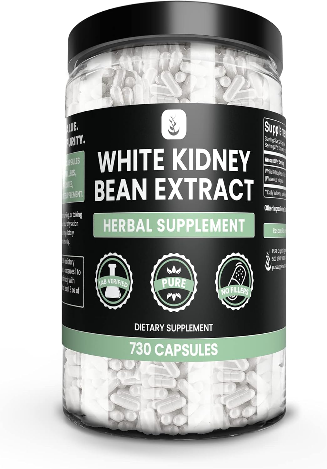 White Kidney Bean Extract Capsules - 730 Count, Pure Ingredients, No Magnesium or Rice Fillers, Lab Verified - BoostGo Australia