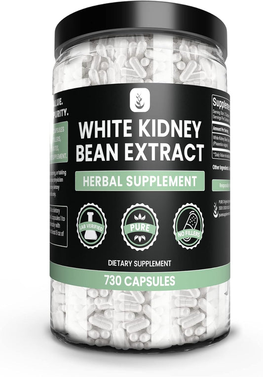 White Kidney Bean Extract Capsules - 730 Count, Pure Ingredients, No Magnesium or Rice Fillers, Lab Verified - BoostGo Australia