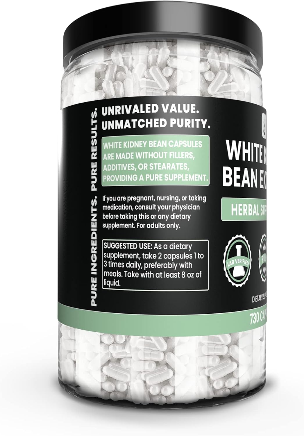 White Kidney Bean Extract Capsules - 730 Count, Pure Ingredients, No Magnesium or Rice Fillers, Lab Verified - BoostGo Australia