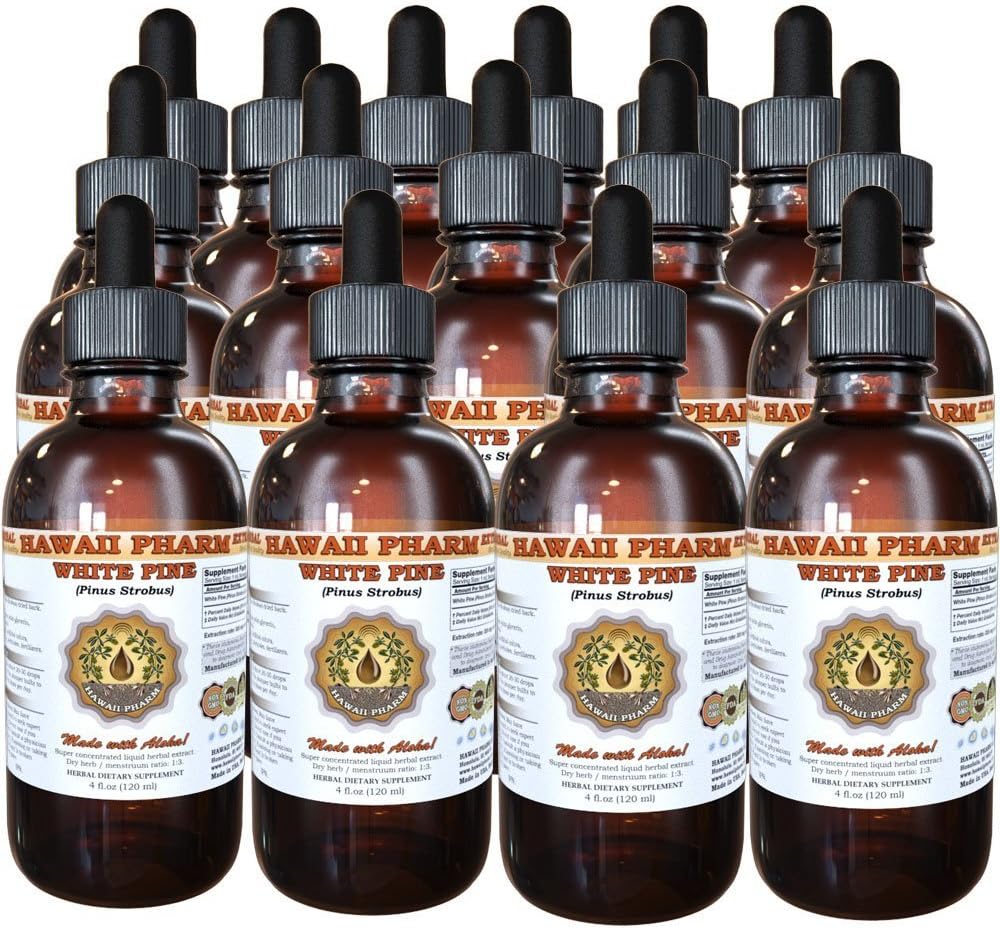 White Pine Herbal Supplement Liquid Extract and Bark Powder Tincture Set - 15x4 fl.oz - Made in USA by Hawaii Pharm
