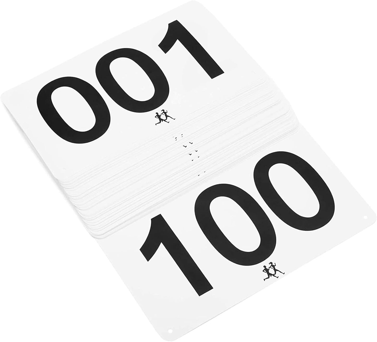 White Racing Bibs Numbered 1-100 (7 x 4 Inches, 100 Pack) by Juvale Marathon Essentials