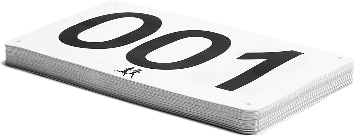 White Racing Bibs Numbered 1-100 (7 x 4 Inches, 100 Pack) by Juvale Marathon Essentials
