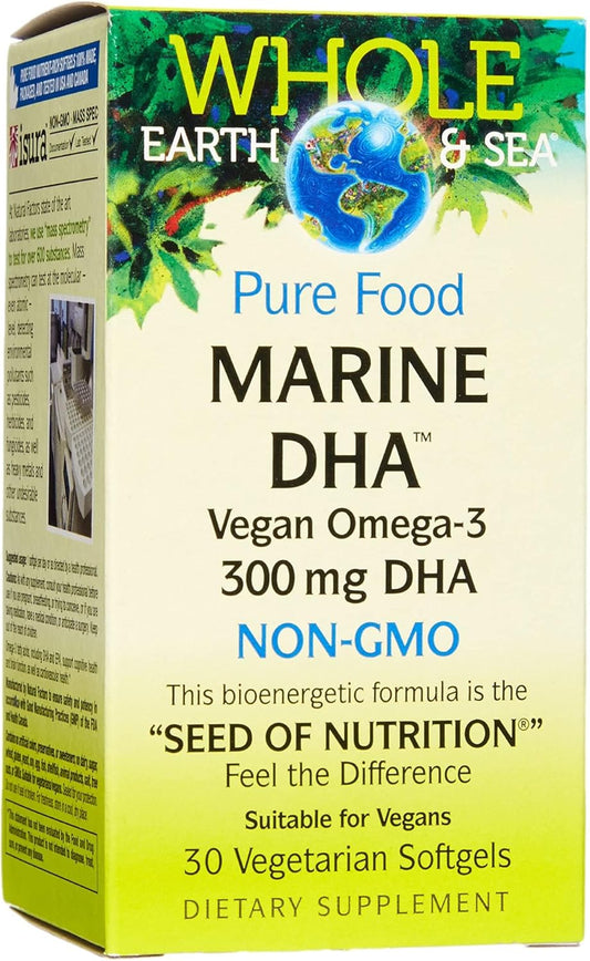 Whole Earth & Sea Marine DHA Omega-3 Vegetarian Softgels - 30 Count by Natural Factors