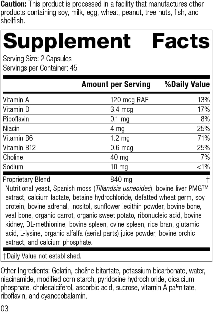 Whole Food Cognitive Health Supplement - Standard Process Senaplex - Supports Nervous System and Brain Function - 90 Capsules