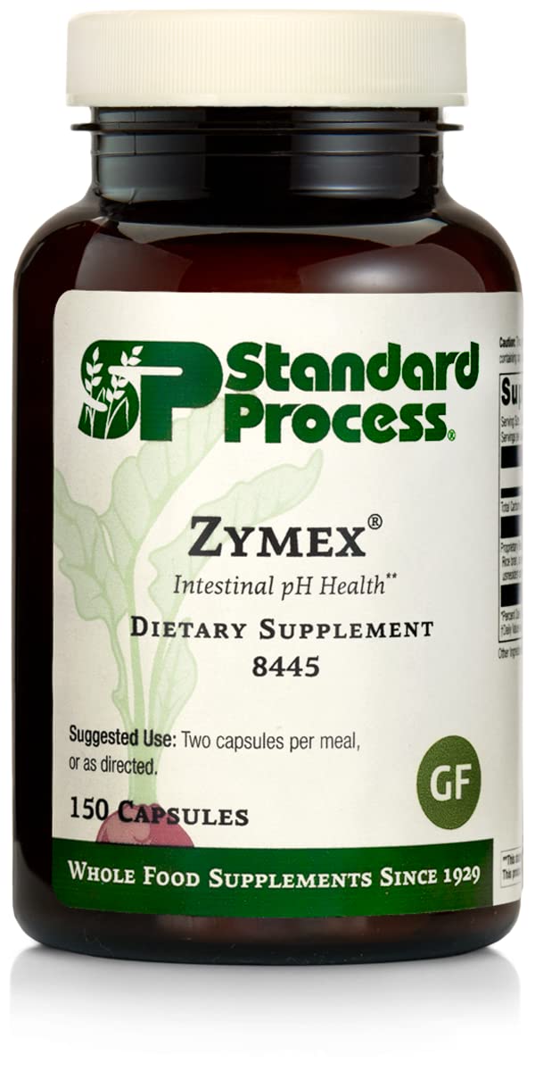 Whole Food Digestion Support: Standard Process Zymex Capsules with Rice Bran, Spanish Moss, and Beet Root - 150 Capsules