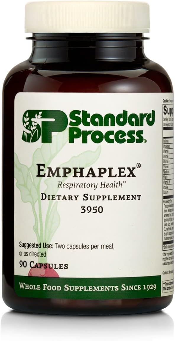 Whole Food Lung Support Supplement with Thiamin, Riboflavin, Choline - 90 Capsules by Standard Process Inc.