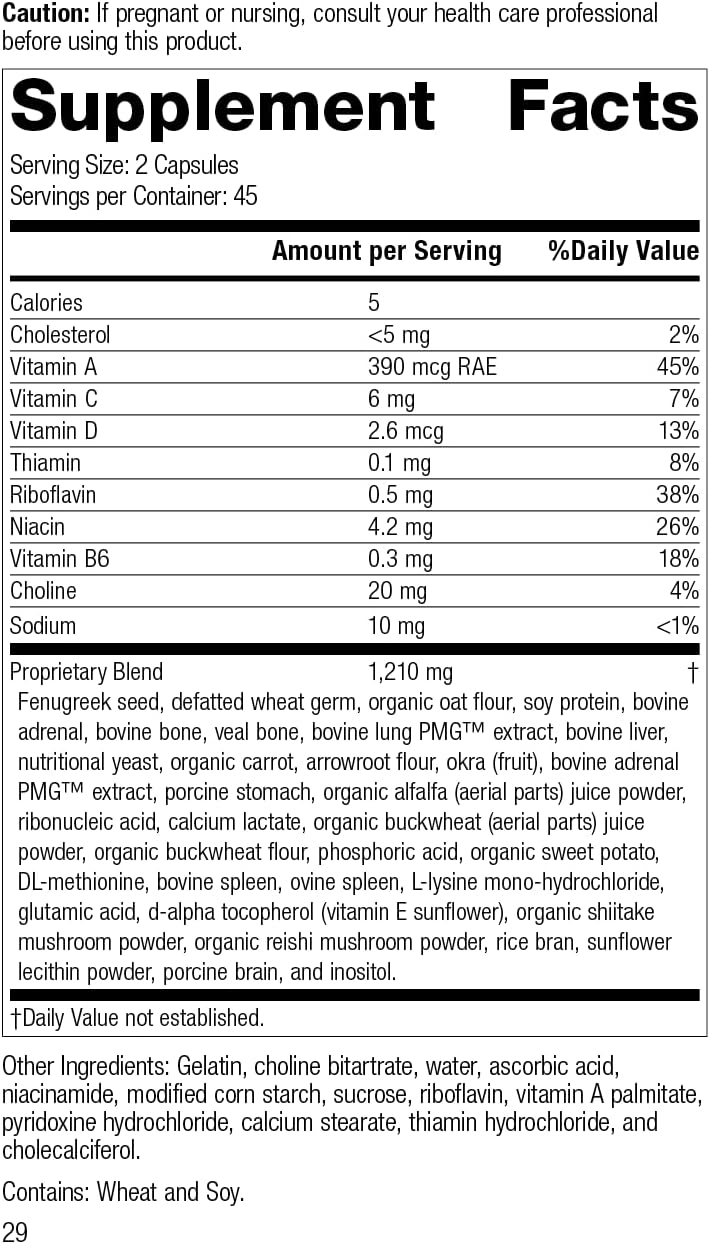 Whole Food Lung Support Supplement with Thiamin, Riboflavin, Choline - 90 Capsules by Standard Process Inc.