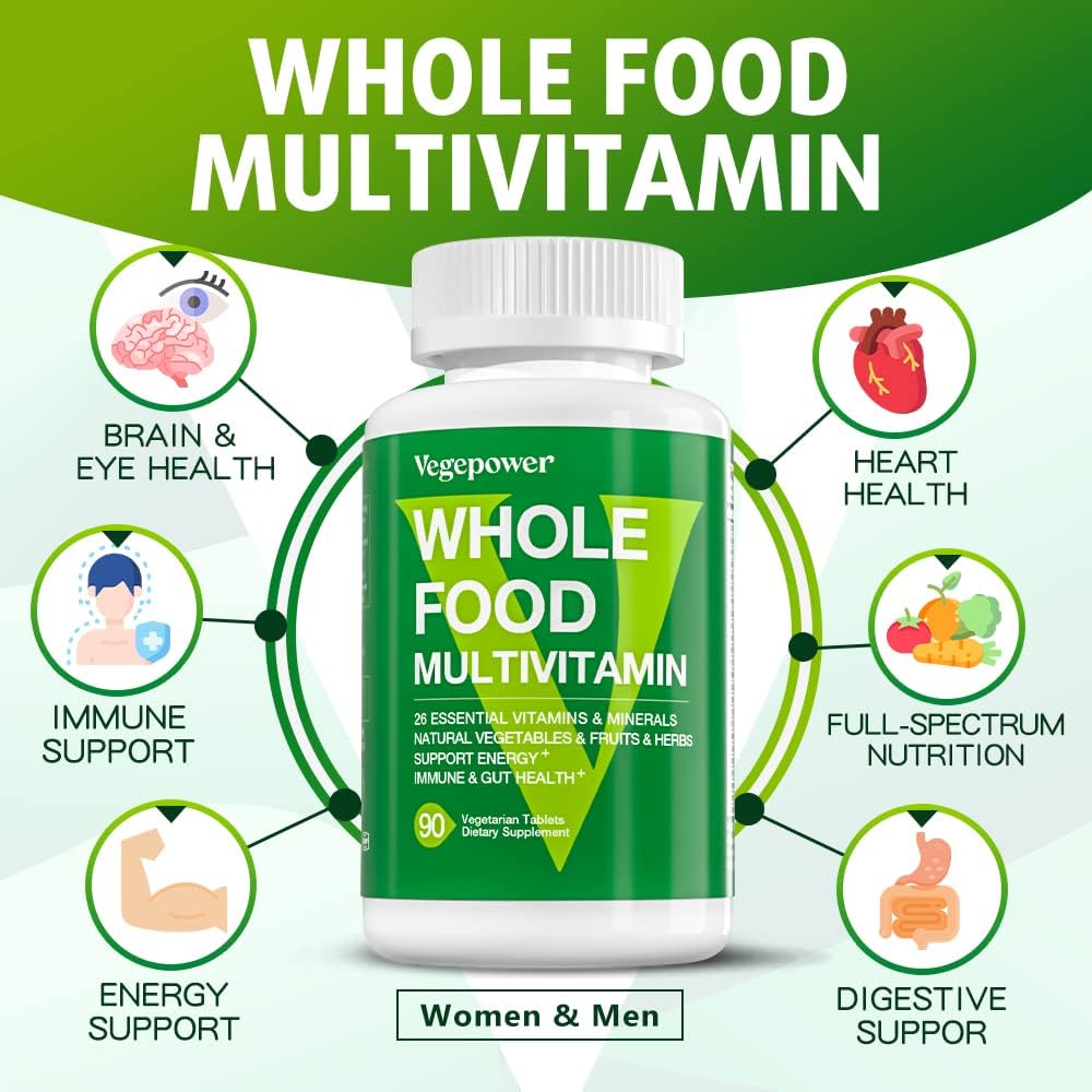 Whole Food Multivitamin + Iron Gummies for Energy, Gut & Immune Health - Blood Builder & Energy Support, 90 Ct