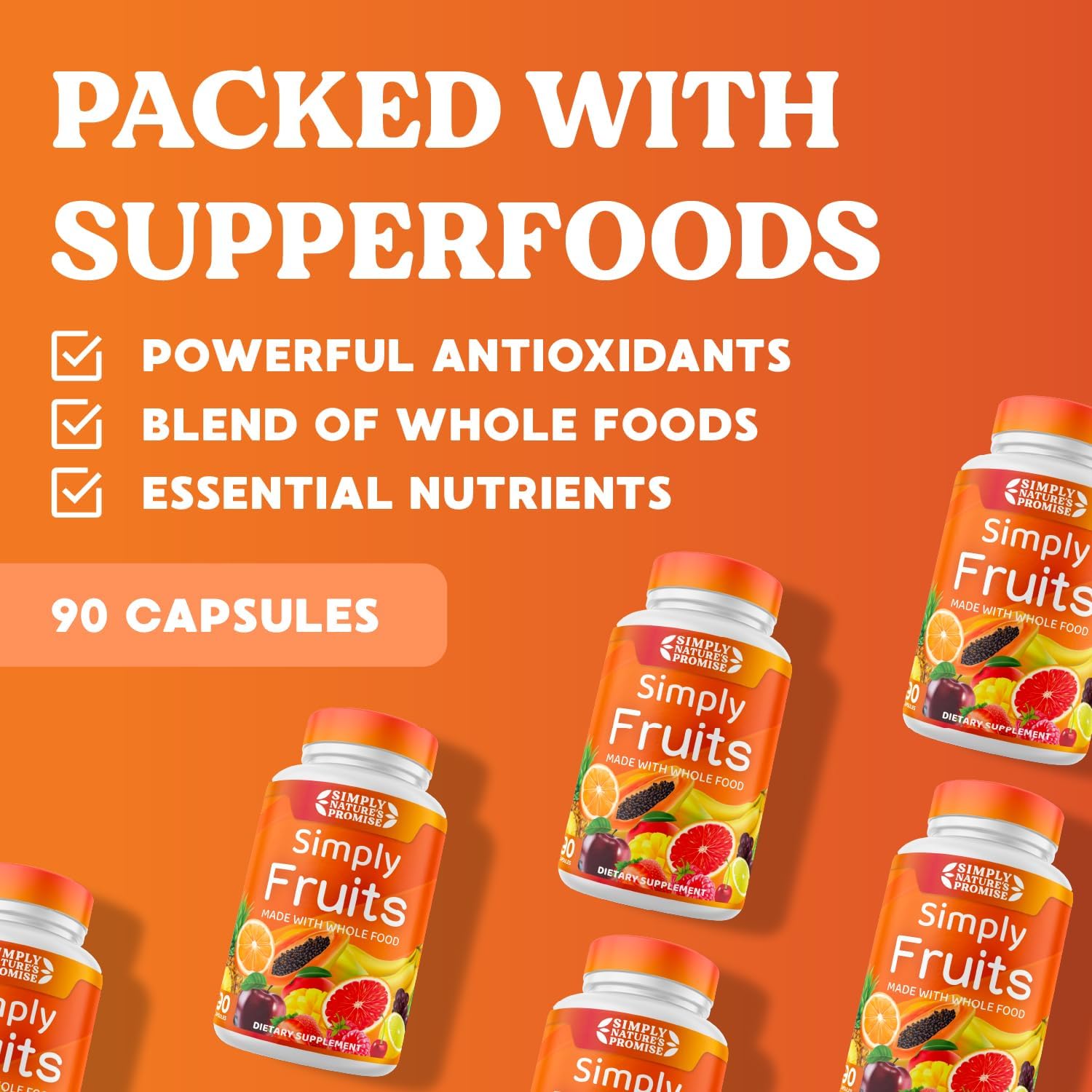 Whole Food Superfoods Fruit Capsules - 90 Capsules, 25 Fruits, Soy Free