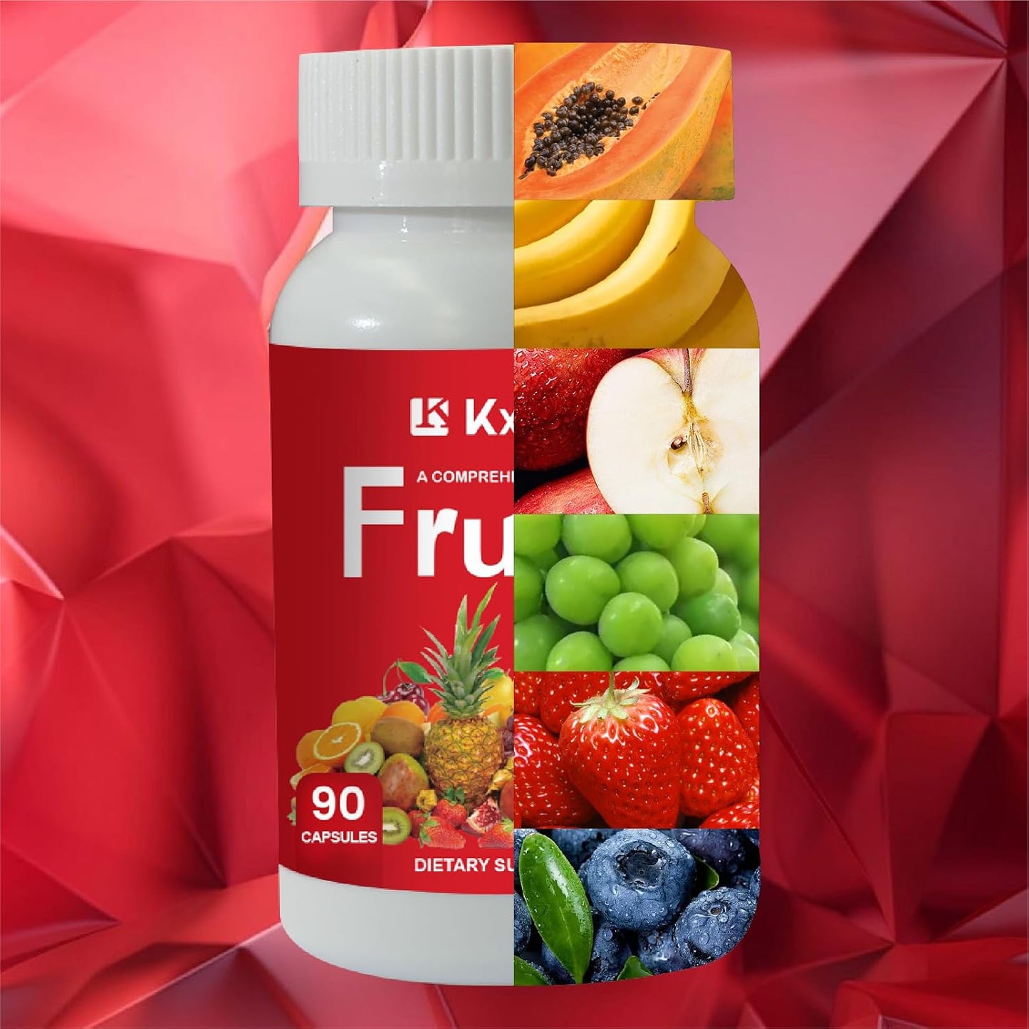 Whole Food Superfoods Fruits Supplement - 100% Soy Free, 22 Different Fruits, 90 Capsules
