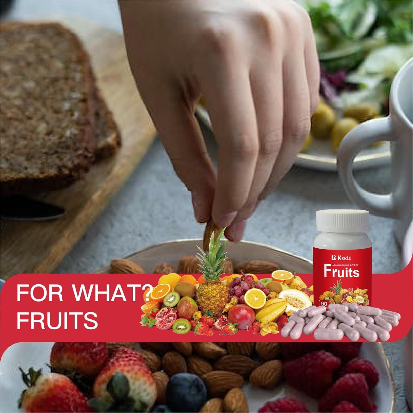 Whole Food Superfoods Fruits Supplement - 100% Soy Free, 22 Different Fruits, 90 Capsules