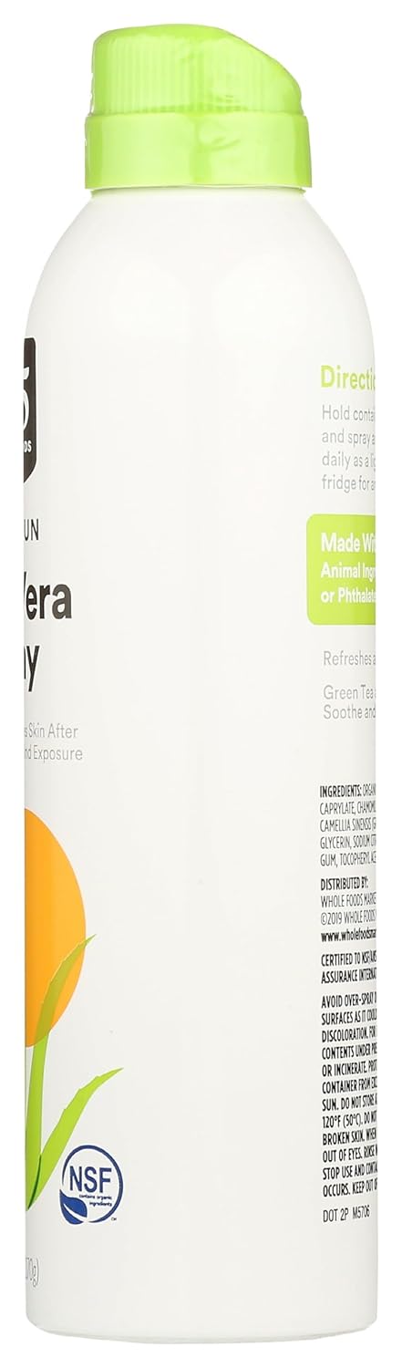Whole Foods Market 365 Aloe Vera Spray After Sun 6 oz - Soothing and Hydrating Skin Relief