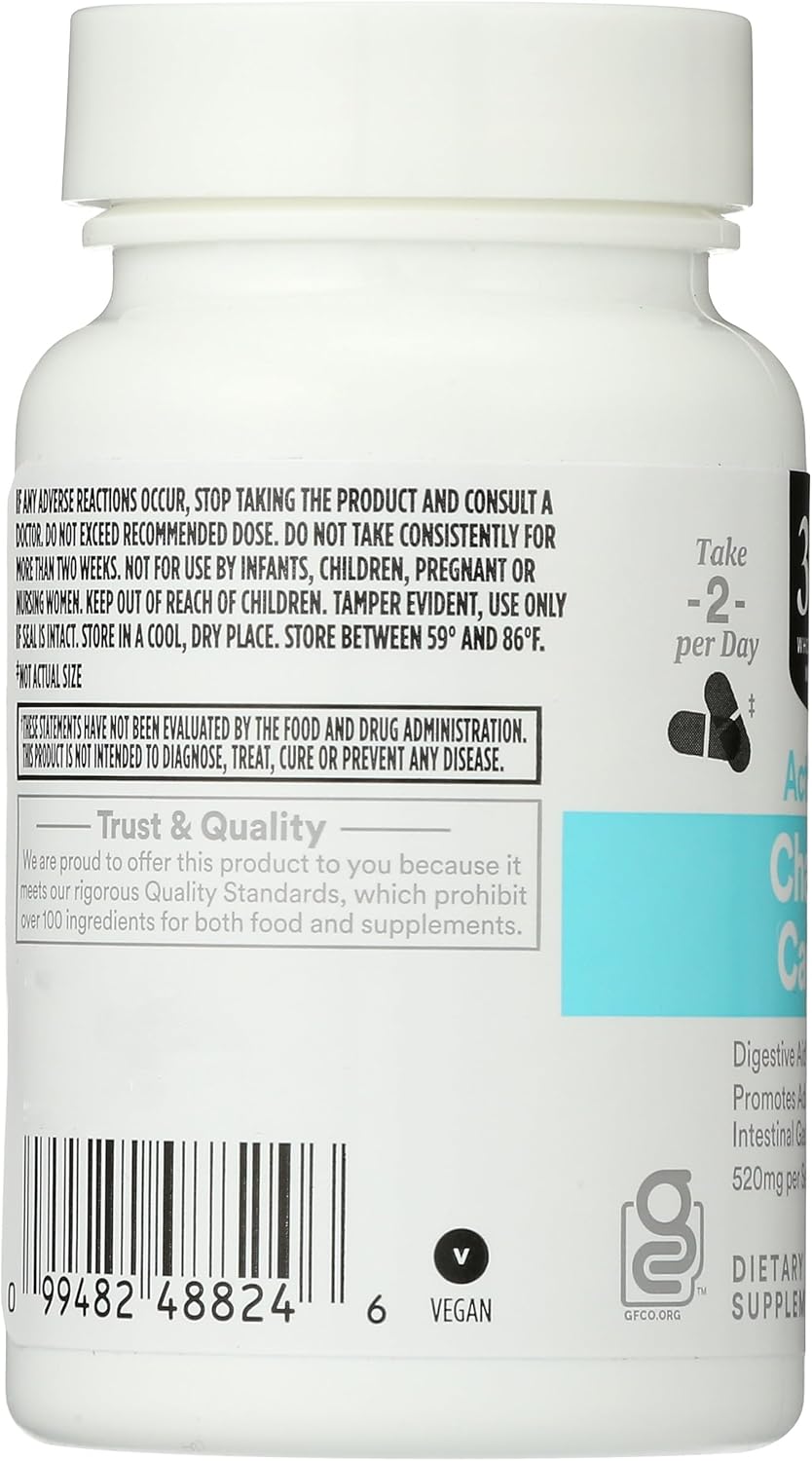 Whole Foods Market 365 Charcoal Activated Capsules, 40 Count - Natural Detox and Digestive Support Supplement
