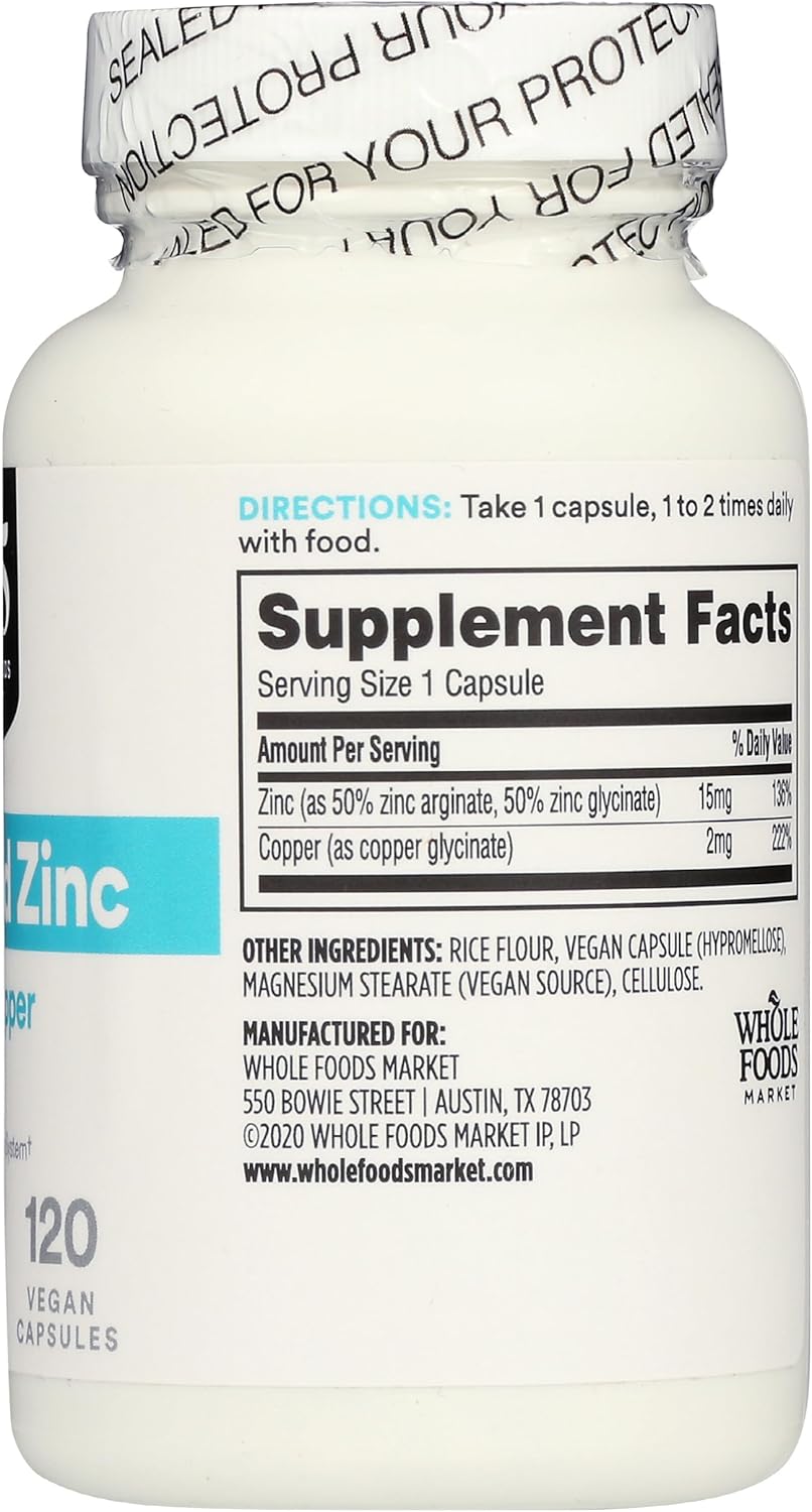 Whole Foods Market 365 Chelated Zinc, 120 Vegetarian Capsules