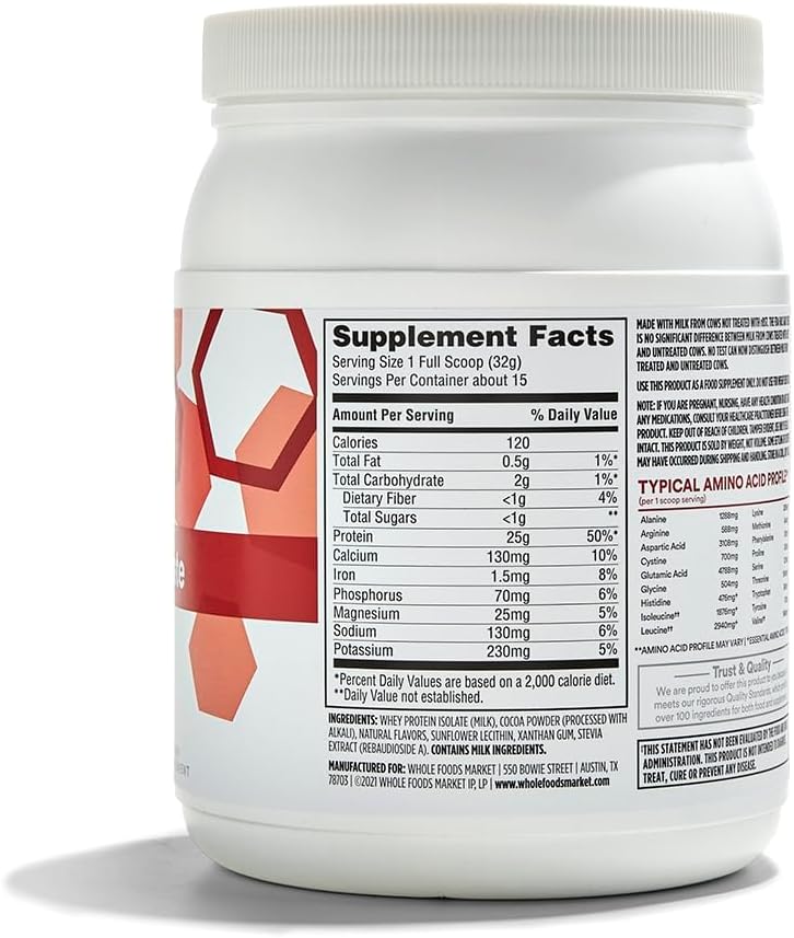 Whole Foods Market 365 Chocolate Whey Protein Isolate, 16.9 oz