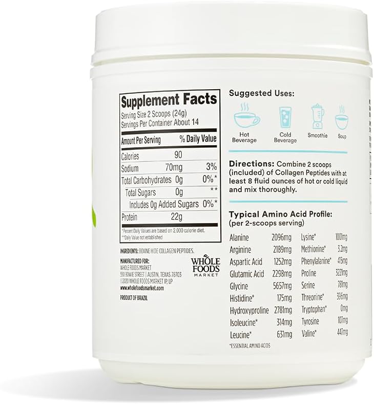 Whole Foods Market 365 Collagen Peptides Protein Powder Unflavored 12oz - High-Quality Supplement