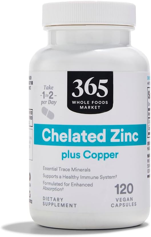 Whole Foods Market 365 Everyday Value Chelated Zinc plus Copper 120 ct Supplement
