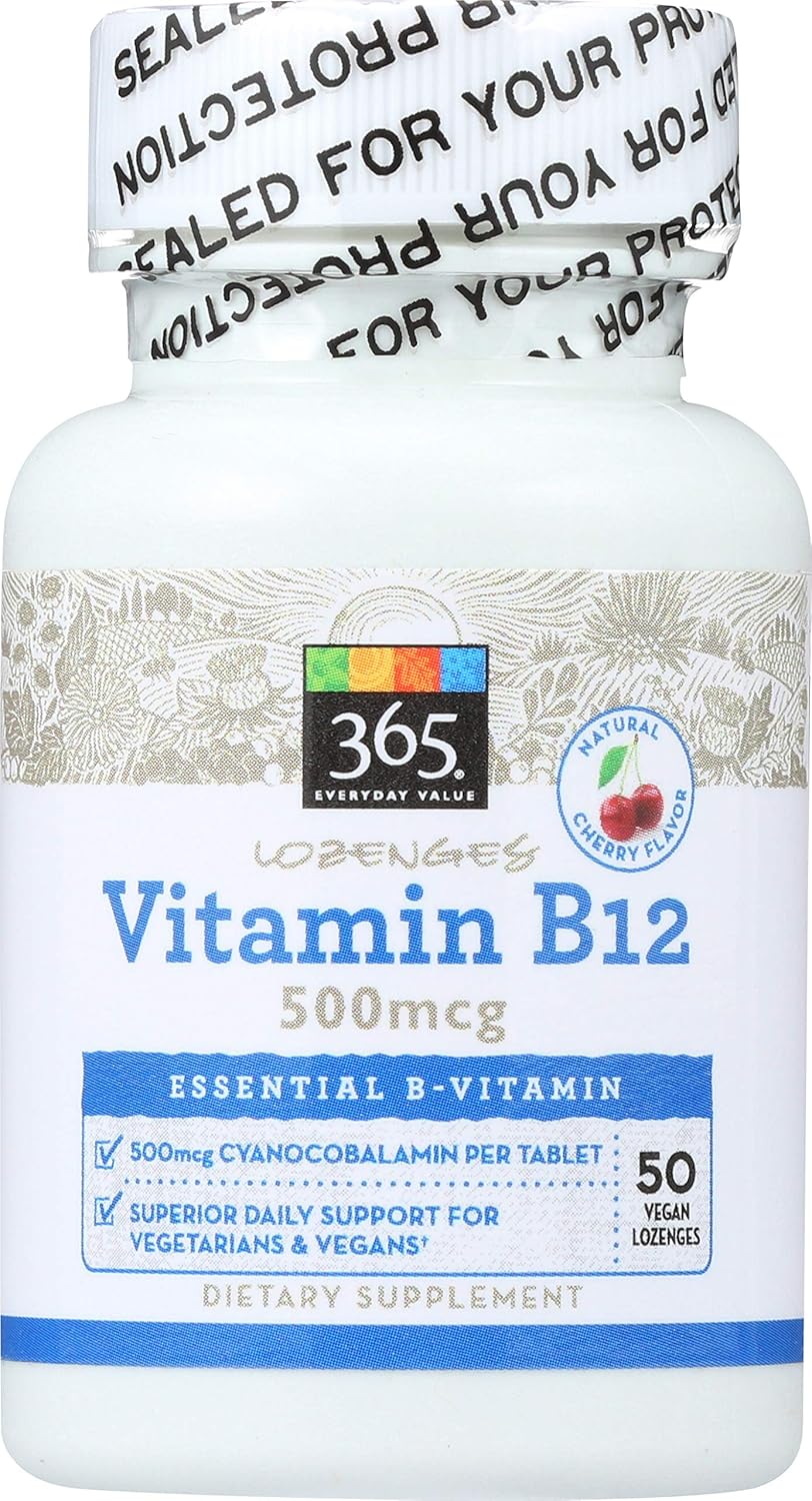 Whole Foods Market 365 Everyday Value Cherry Flavored Vitamin B12 500mcg Lozenges - 50 Count