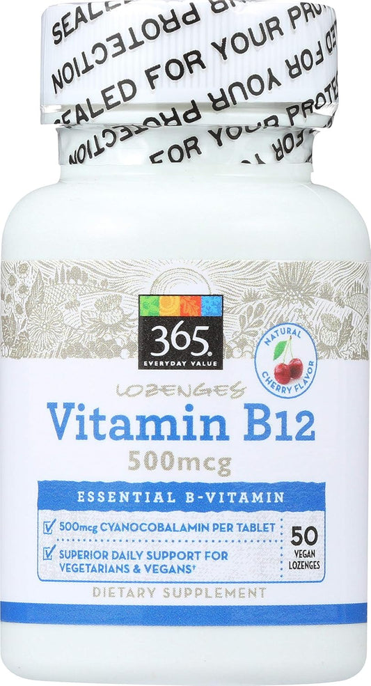 Whole Foods Market 365 Everyday Value Cherry Flavored Vitamin B12 500mcg Lozenges - 50 Count