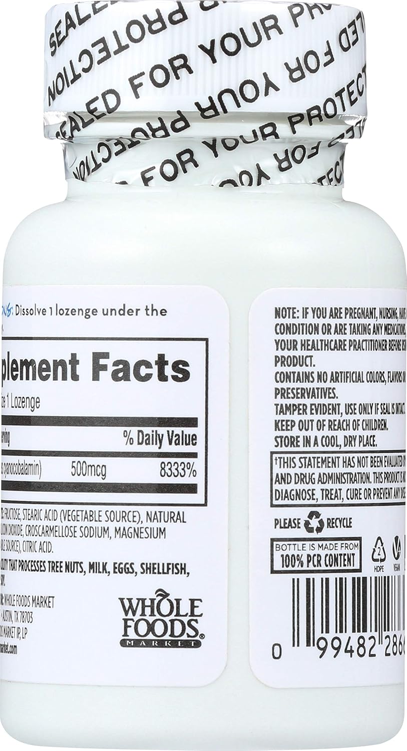 Whole Foods Market 365 Everyday Value Cherry Flavored Vitamin B12 500mcg Lozenges - 50 Count