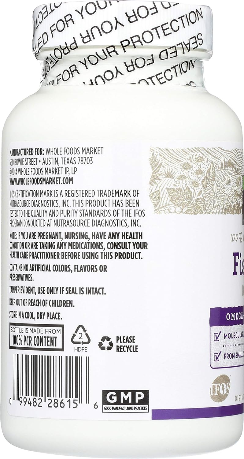Whole Foods Market 365 Fish Oil Softgels 1000mg - 100 Count, Pack of 2