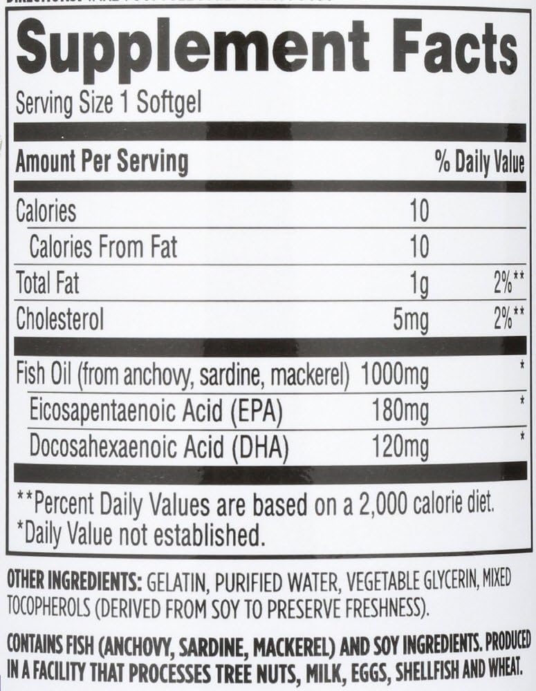 Whole Foods Market 365 Fish Oil Softgels 1000mg - 100 Count, Pack of 2