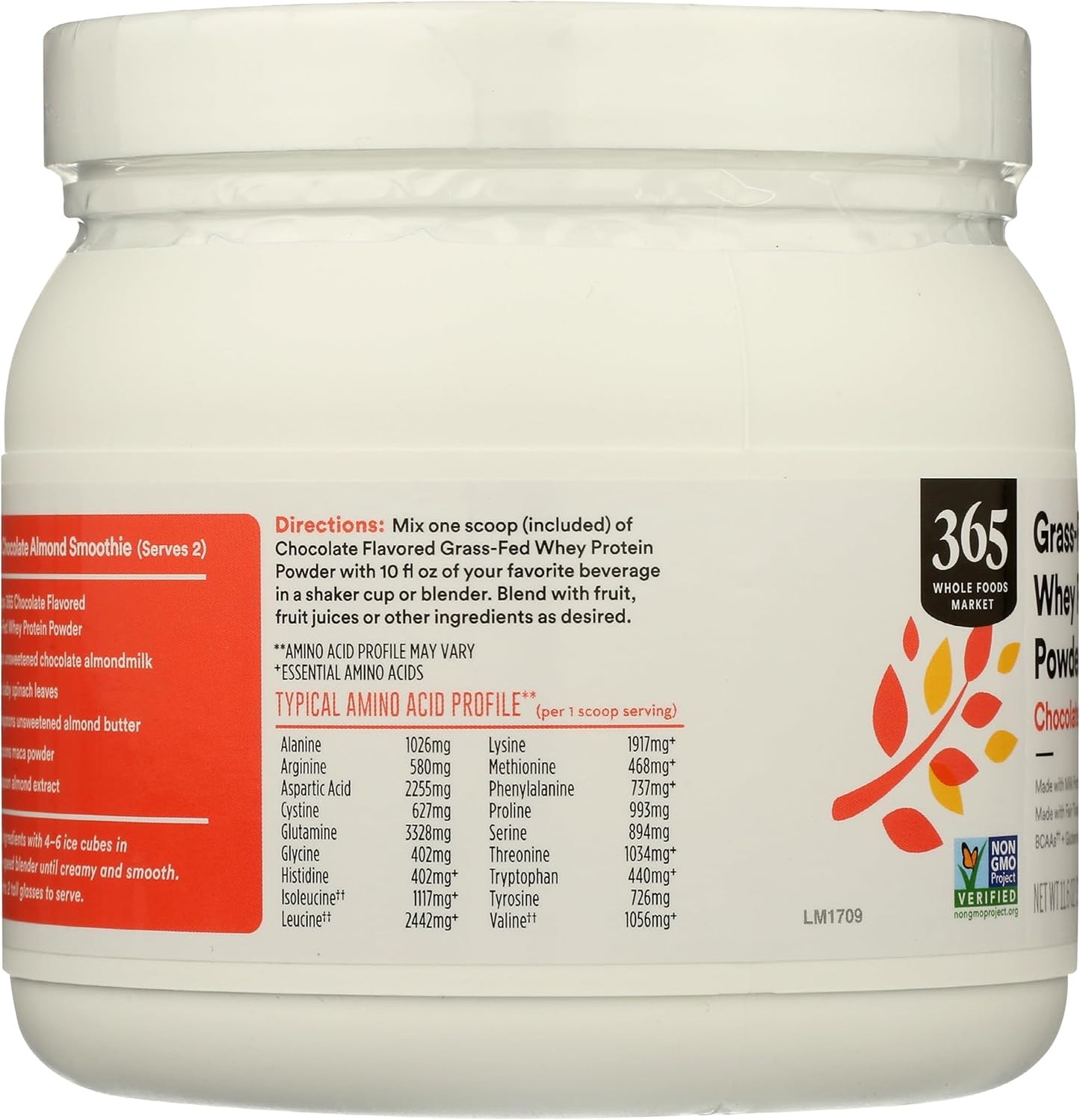 Whole Foods Market 365 Grassfed Chocolate Protein Whey Powder - 11.6 Ounce