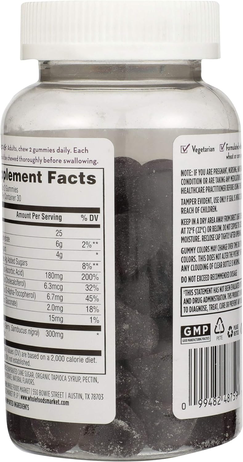 Whole Foods Market 365 Gummy Elderberry 60 Count - Pack of 2