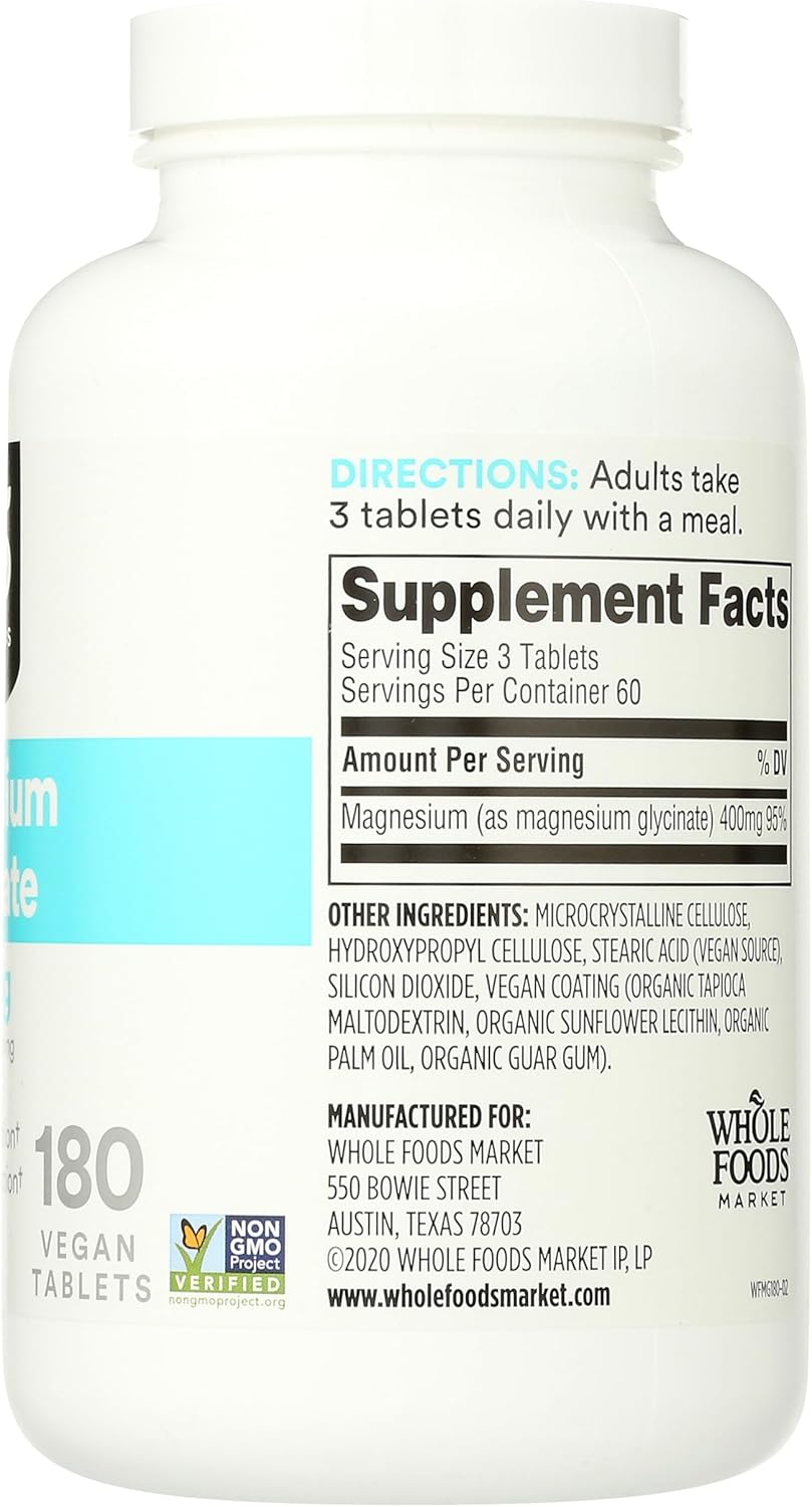 Whole Foods Market 365 Magnesium Glycinate 400 MG Capsules - 180 Count