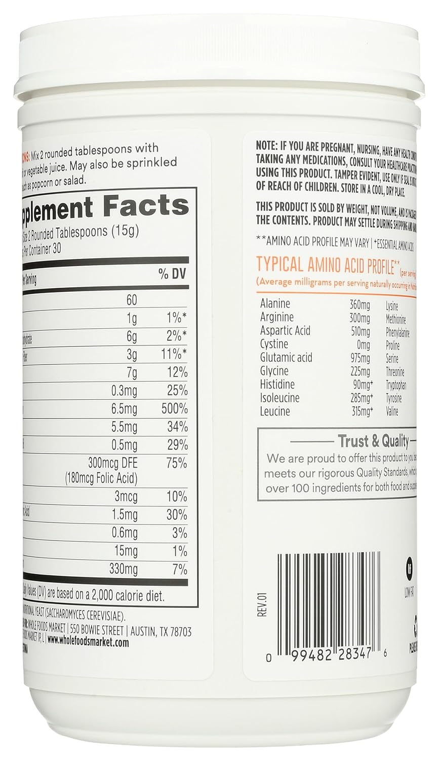 Whole Foods Market 365 Nutritional Yeast 15.9 Ounce - Vegan Superfood Supplement