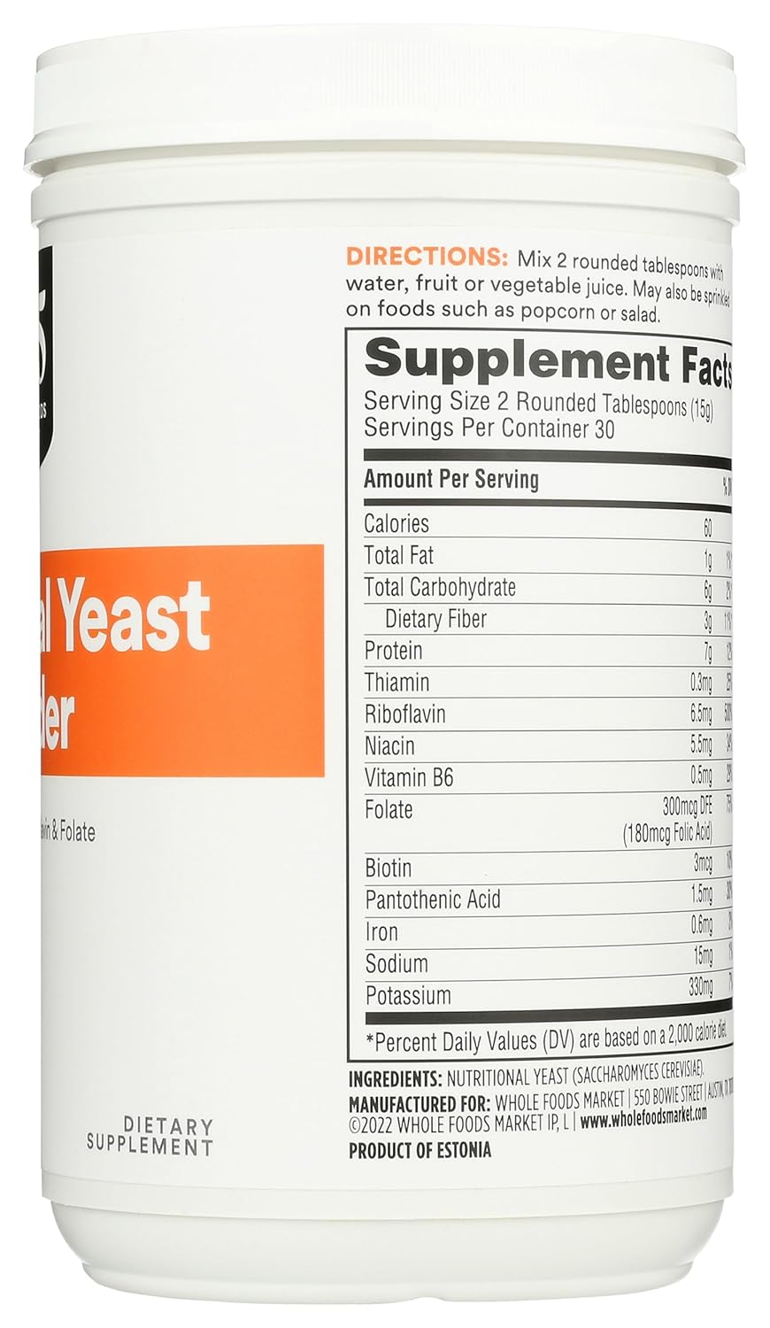 Whole Foods Market 365 Nutritional Yeast 15.9 Ounce - Vegan Superfood Supplement