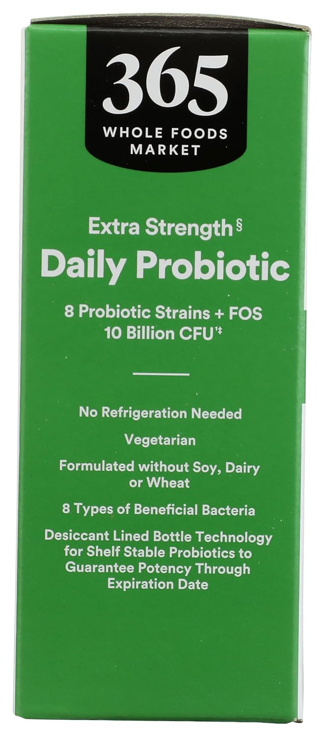 Whole Foods Market 365 Probiotic Prebiotic Extra Strength Adult Supplement 10Bn CFU, 30 Capsules