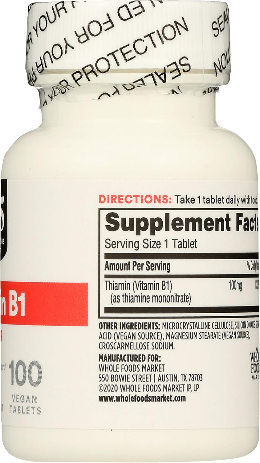 Whole Foods Market 365 Vitamin B1 100mg Tablets - 100 Count (Pack of 2)