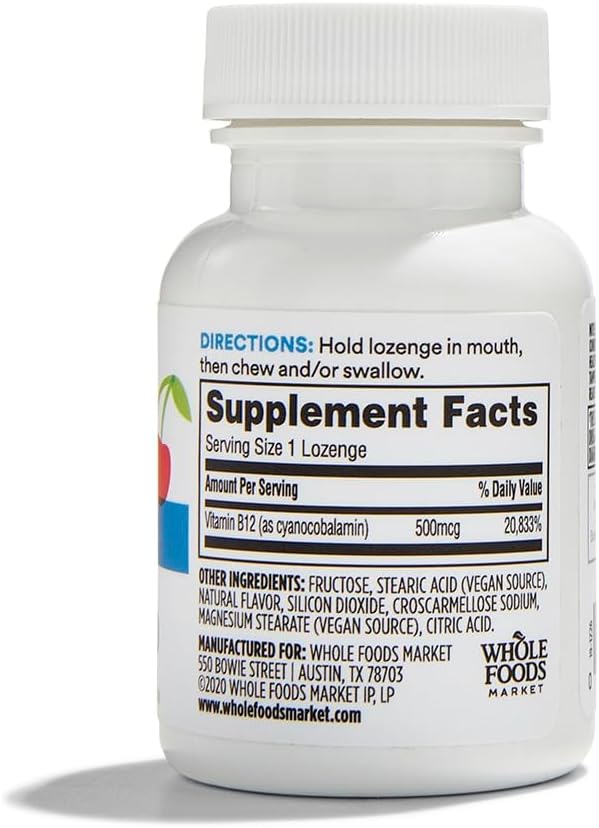Whole Foods Market 365 Vitamin B12 500MCG Lozenges - Pack of 100