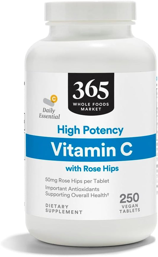 Whole Foods Market 365 Vitamin C High Potency with Rosehips, 250 Tablets - Immune Support and Antioxidant Boost